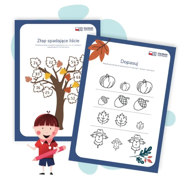 Zestaw Edukacyjnych kart pracy Jesień w Polonijce do nauki i zabawy