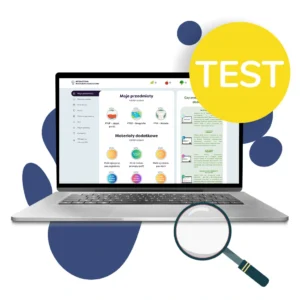 Mockup platformy z kontem testowym Polonijka, widok ekranu konta testowego